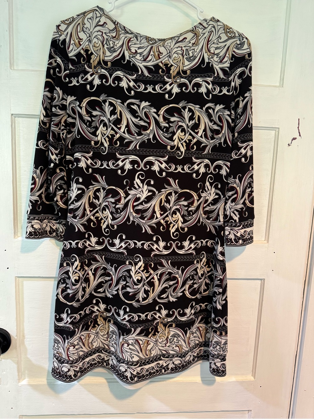WHBM Black Ivory Baroque Scroll Rhinestone Shift Dress Small - Picture 4 of 8